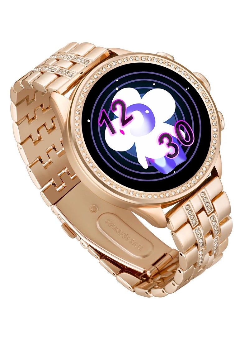 Gen 9 Round Display Stainless Steel Luxury Smart Watch, Bluetooth Calling & 360 Health Monitoring, 123 Sports Modes, Inbuilt Voice Assistant, Activity Trackers(Rose Gold) - Image 4