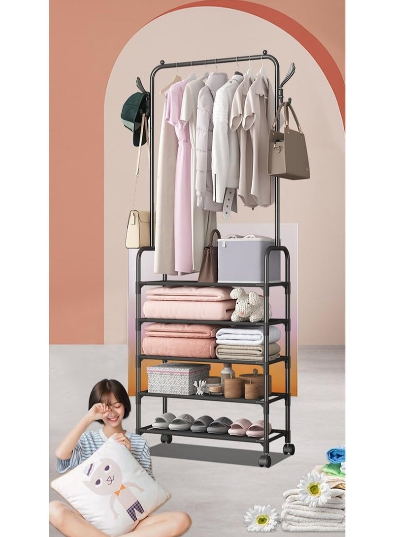 Sturdy Shoes Organizer, 5 Layers Strong Rack And 8 Hook  - Image 2