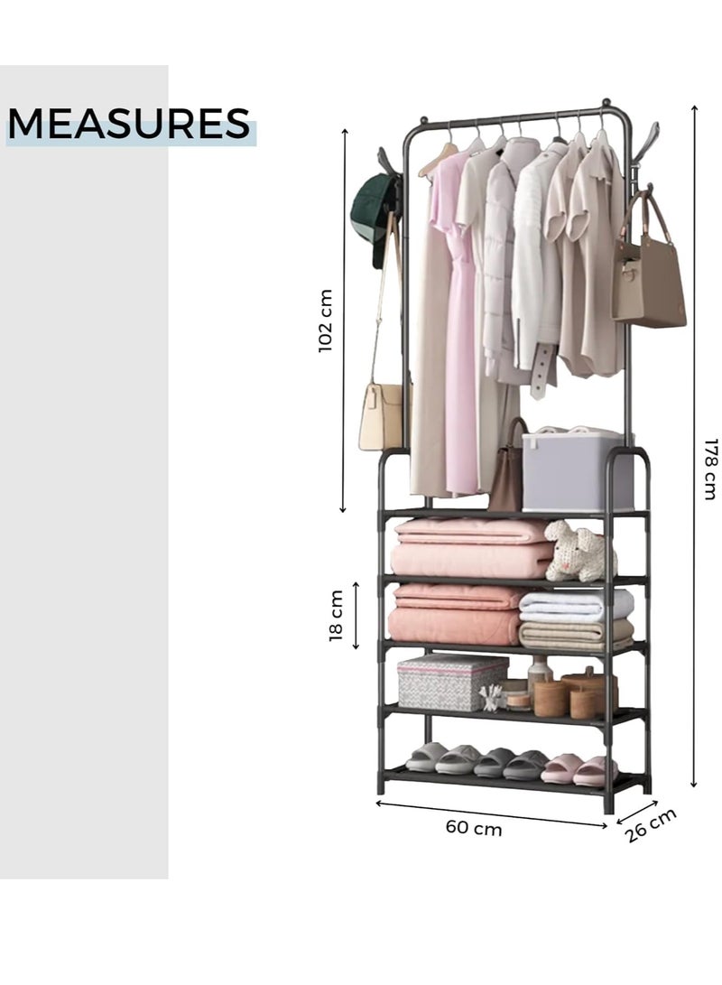 Sturdy Shoes Organizer, 5 Layers Strong Rack And 8 Hook  - Image 3