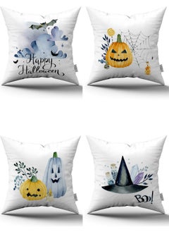 Cango Home Orange Halloween Pumpkin Patterned Digital Printed Throw Pillow Cover Set 4KMBS129 