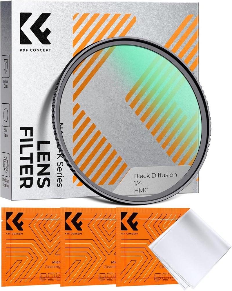 كيه آند إف كونسبت مرشح K&F Concept 62mm أسود الانتشار 1/4 ضبابي بتأثير سينمائي مع 18 طبقة طلاء متعددة للتصوير الفيديو/الفلوغ/البورتريه (سلسلة K) يقلل التآكل اليومي - Image 1
