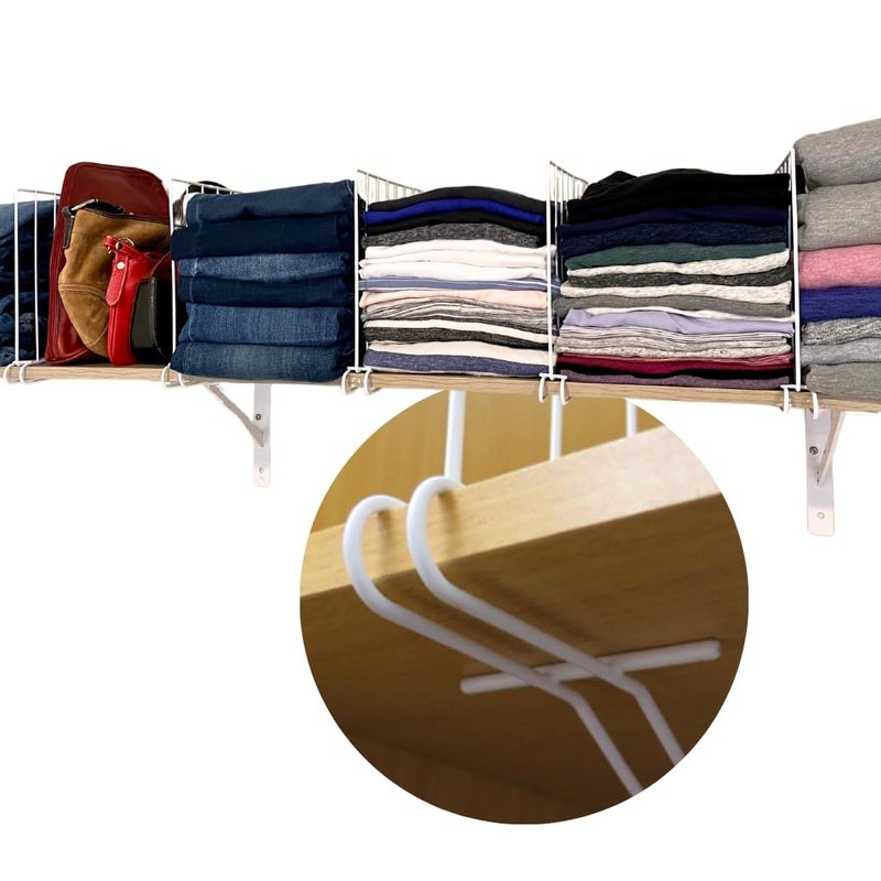 Evelots Shelf Dividers for Wood Shelf, 8 Pack Closet Organizers and Storage for Clothes, Purse, Pantry - No Crack Solid Steel Construction-12 Inch Tall Shelf Organizer -Stable Reinforced Wide Bottom - Image 1