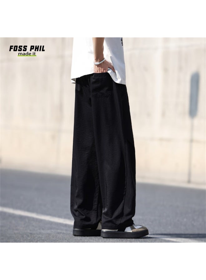 Foss Phil Men's Pants, Autumn And Winter Season, Comfortable, Trendy, Versatile, Casual, Loose-fitting, American Straight-leg Trousers, 2556 Black, Size M - Image 4