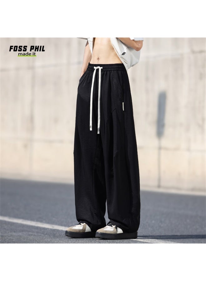 Foss Phil Men's Pants, Autumn And Winter Season, Comfortable, Trendy, Versatile, Casual, Loose-fitting, American Straight-leg Trousers, 2556 Black, Size M - Image 2