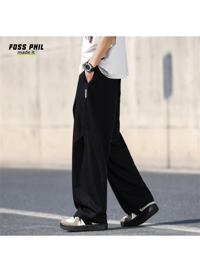 Foss Phil Men's Pants, Autumn And Winter Season, Comfortable, Trendy, Versatile, Casual, Loose-fitting, American Straight-leg Trousers, 2556 Black, Size M - Image 5