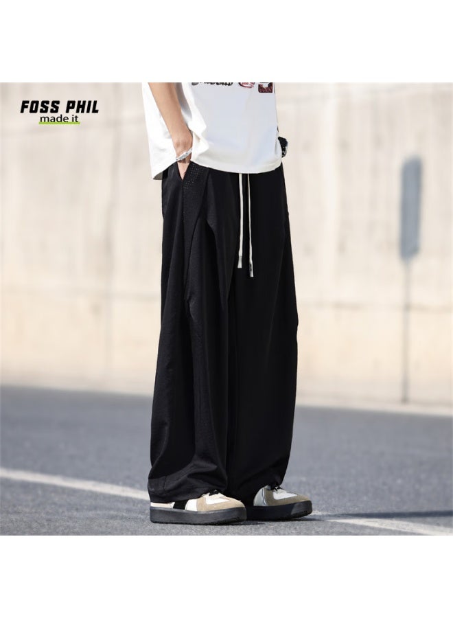 Foss Phil Men's Pants, Autumn And Winter Season, Comfortable, Trendy, Versatile, Casual, Loose-fitting, American Straight-leg Trousers, 2556 Black, Size M - Image 3
