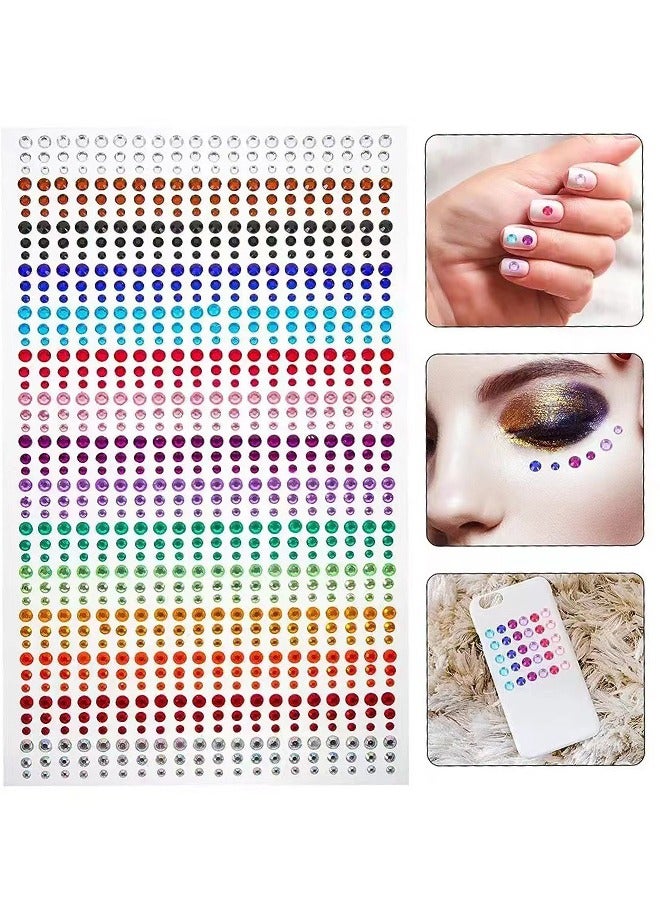 كريستال جوهرة ملصقات حجر الراين الذاتي لاصق جواهر ملصق للوجه عيون الأظافر أطفال DIY بطاقات الحرفية زخرفة الماس زينة 15 ألوان 3 أحجام 900PCS - Image 1