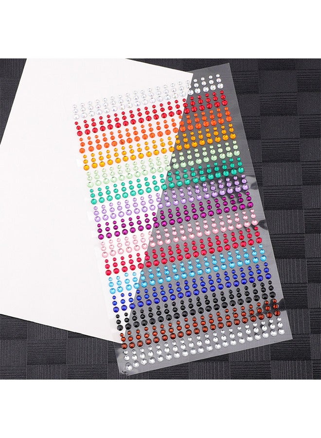 كريستال جوهرة ملصقات حجر الراين الذاتي لاصق جواهر ملصق للوجه عيون الأظافر أطفال DIY بطاقات الحرفية زخرفة الماس زينة 15 ألوان 3 أحجام 900PCS - Image 2