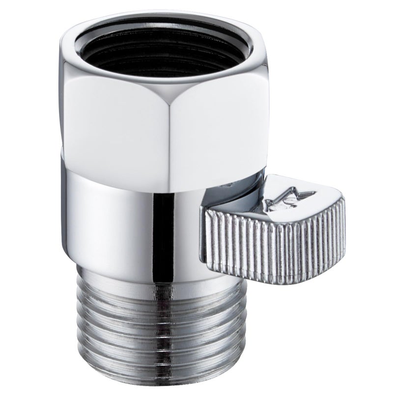 Shower Head Shut Off Valve Angle Simple Brass Water Flow Control Valve Water Volume Restrictor Pressure Reducer for Handheld Shower Bidet Sprayer Chrome