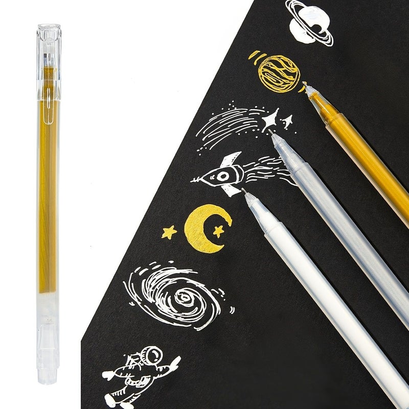3Pcs Gold Silver White Highlighter Paint Pens for Art Graffiti Cards - Image 1