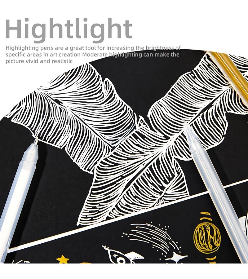 3Pcs Gold Silver White Highlighter Paint Pens for Art Graffiti Cards - Image 5