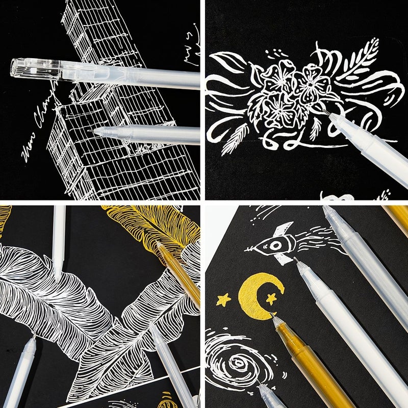 3Pcs Gold Silver White Highlighter Paint Pens for Art Graffiti Cards - Image 3