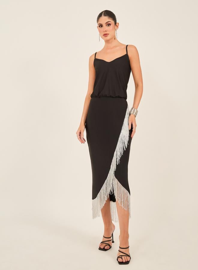 Styli Fringe Trim Midi Dress  - Image 2