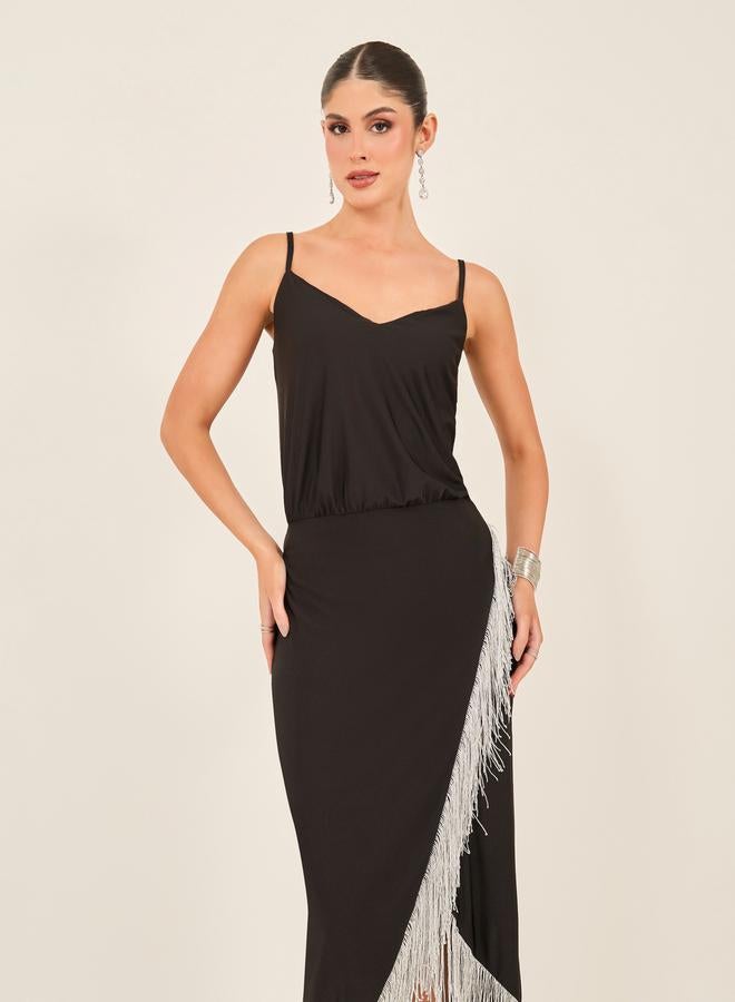 Styli Fringe Trim Midi Dress  - Image 3