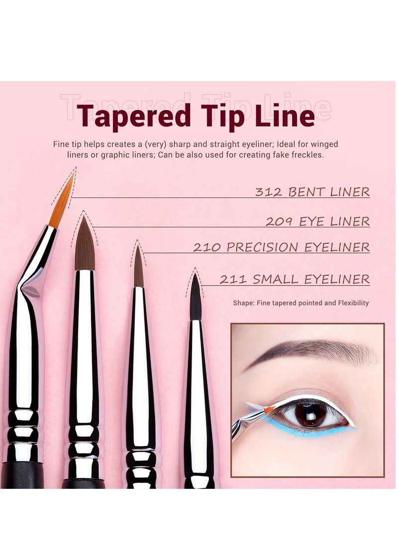 Jessup Jessup Eyeliner Brush Set, Professional Eye Liner Makeup Brushes 11pcs, Angled Flat Definer Ultra Fine Bent Pencil Point Eyeliner Brushes for Precision Liner, T324  - Image 3