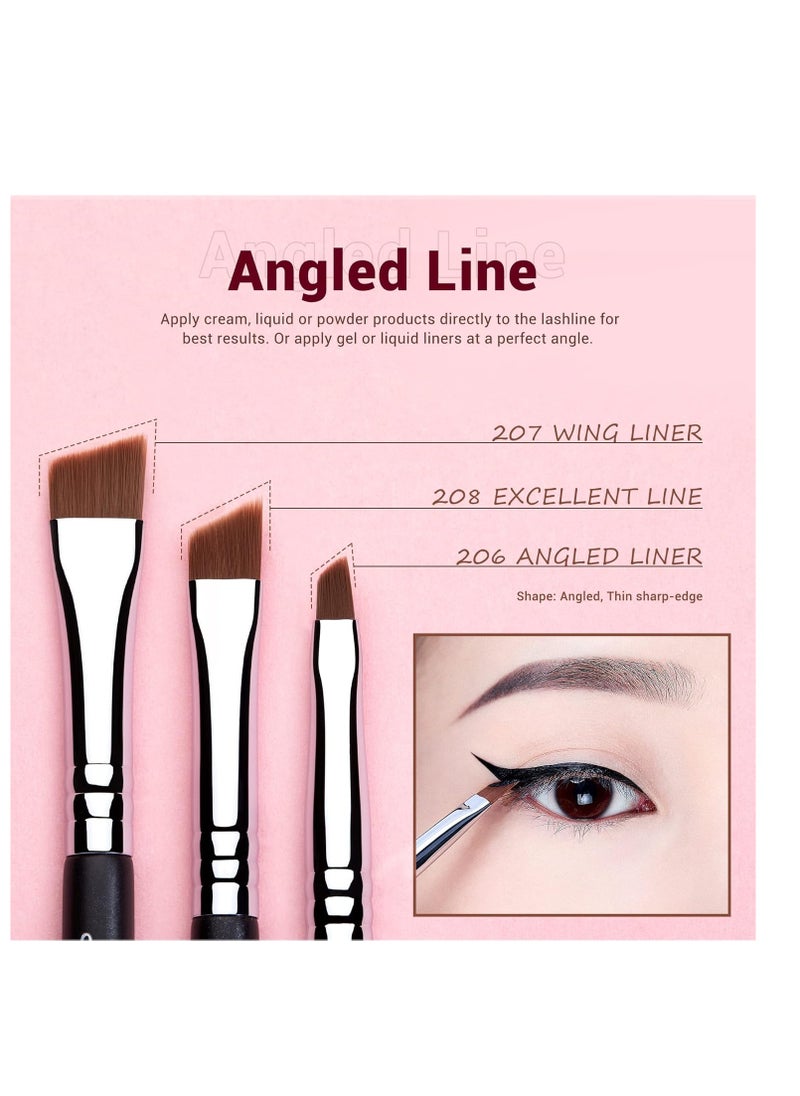 Jessup Jessup Eyeliner Brush Set, Professional Eye Liner Makeup Brushes 11pcs, Angled Flat Definer Ultra Fine Bent Pencil Point Eyeliner Brushes for Precision Liner, T324  - Image 5
