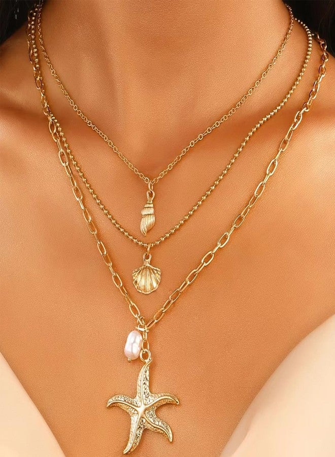 يور أولويز تشارم قلادتان من الصدف من Your Always Charm للنساء، قلادة ذهبية مزينة بقلادة من الصدف، قلادة تشوكر متعددة الطبقات من الصدف، قلادة ذهبية قابلة للتعديل من الصدف، قلادة صيفية للشاطئ، هدايا مجوهرات - Image 2