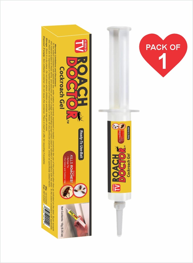 Roach Doctor Cockroach Gel Bait - Indoor & Outdoor Roach Killer with Syringe Applicator