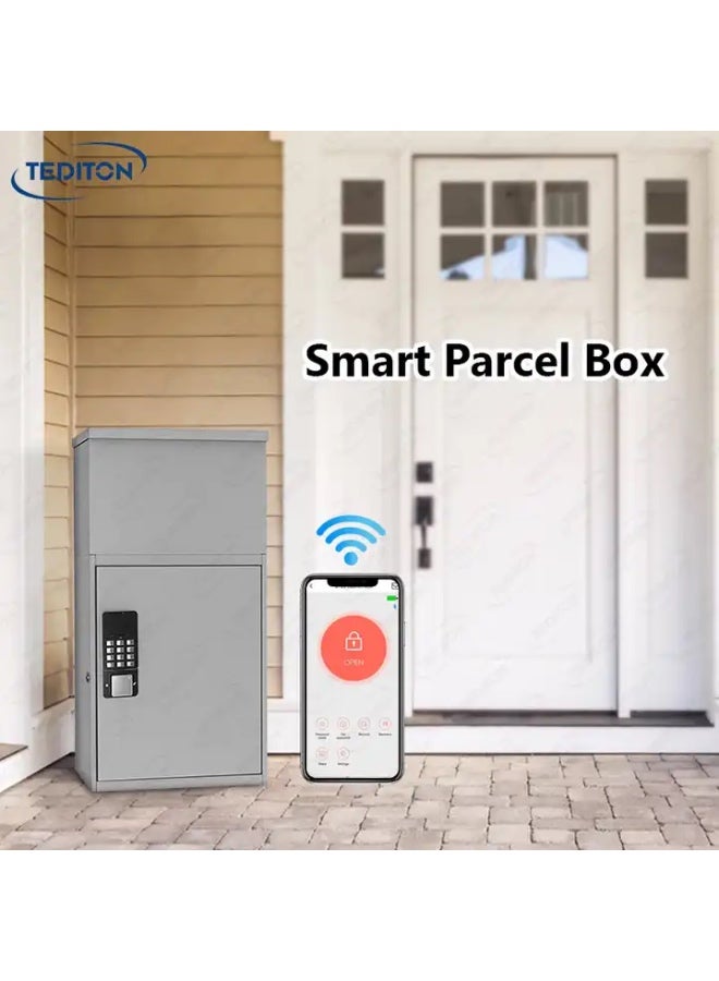 Tediton Waterproof Outdoor APP Modern Residential Wall Mounted Mailbox Digital Smart Lock Mail Post Box Letter Box - Black - Image 4