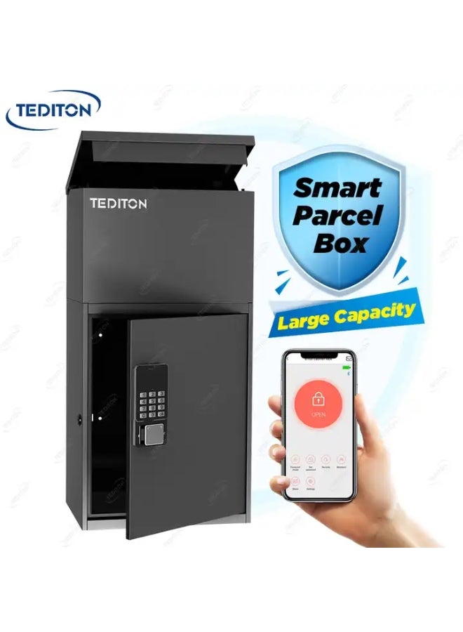 Tediton Waterproof Outdoor APP Modern Residential Wall Mounted Mailbox Digital Smart Lock Mail Post Box Letter Box - Black - Image 3