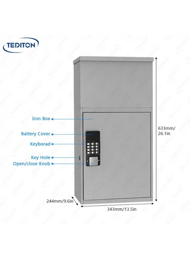 Tediton Waterproof Outdoor APP Modern Residential Wall Mounted Mailbox Digital Smart Lock Mail Post Box Letter Box - Black - Image 5