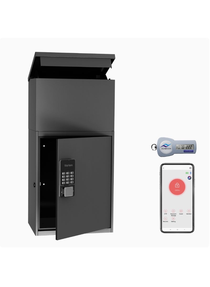 Tediton Waterproof Outdoor APP Modern Residential Wall Mounted Mailbox Digital Smart Lock Mail Post Box Letter Box - Black - Image 1