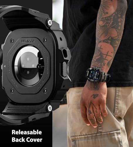 ULTIMAL Rugged Case with Band for Apple Watch 49mm,Compatible with Apple Watch Ultra 3/2/1, Military Grade Shockproof Bumper Cover for iWatch Tactical Band Men (49mm,Black) - Image 4
