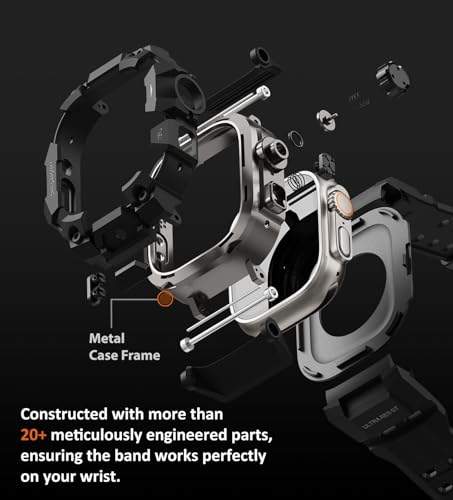 ULTIMAL Rugged Case with Band for Apple Watch 49mm,Compatible with Apple Watch Ultra 3/2/1, Military Grade Shockproof Bumper Cover for iWatch Tactical Band Men (49mm,Black) - Image 5