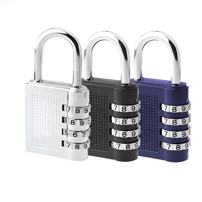 Garth Number Lock Set of 1 – Multicolour 4-Digit Number Combination Anti-Theft Metal Lock for Travel Bag, Luggage, Door, Tool Box, Resettable PIN Number Padlock (Initial Password 0-0-0-0) - Image 3