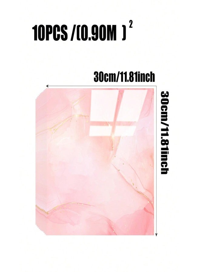 Chejiaye 10pcs Marble Peel and Stick Backsplash Waterproof Washroom Wall Panels, Peel and Stick Tile, PVC Thickened Wall Stickers for Kitchen,Toilet - 11.8"x11.8" Kitchen Tiles (Pink,9.7 Sq.ft) - Image 4
