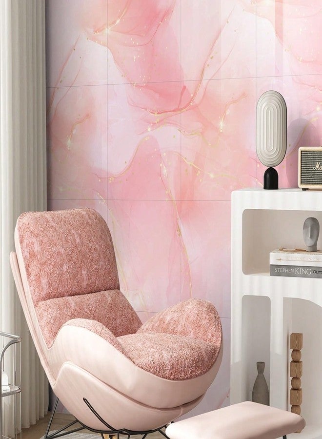 Chejiaye 10pcs Marble Peel and Stick Backsplash Waterproof Washroom Wall Panels, Peel and Stick Tile, PVC Thickened Wall Stickers for Kitchen,Toilet - 11.8"x11.8" Kitchen Tiles (Pink,9.7 Sq.ft) - Image 2