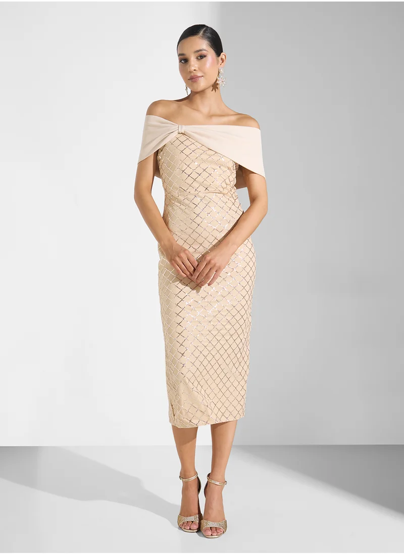 ايلا ليمتد اديشن Off Shoulder Shimmer  Dress