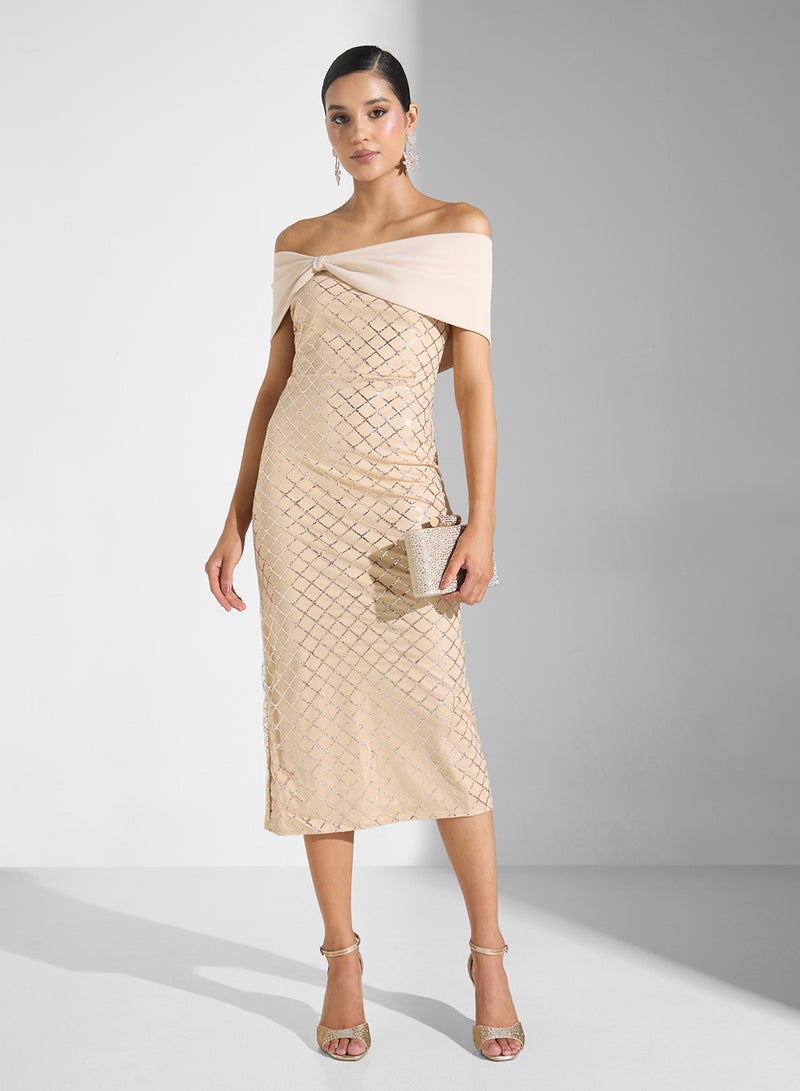 Ella Limited Edition Off Shoulder Shimmer  Dress - Image 4