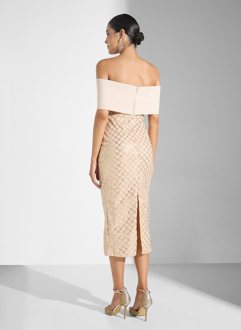 Ella Limited Edition Off Shoulder Shimmer  Dress - Image 2