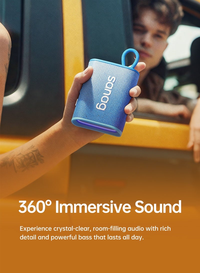 sanag M13S Pro Portable Bluetooth Speaker, Immersive HiFi Sound, Dynamic RGB Light, Up to 20 H Playtime, Bluetooth & TF Card, One-Touch Control, IPX7 Waterproof, Lightweight, Ideal for Indoors and Outdoors, Blue - Image 2