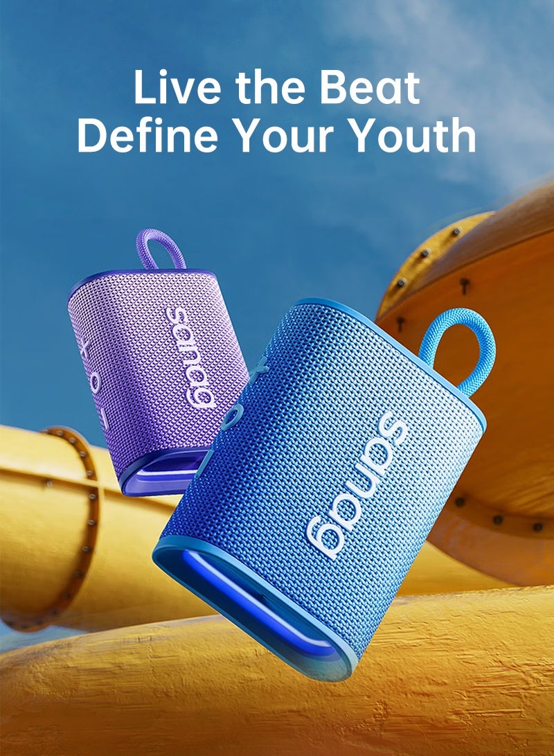 sanag M13S Pro Portable Bluetooth Speaker, Immersive HiFi Sound, Dynamic RGB Light, Up to 20 H Playtime, Bluetooth & TF Card, One-Touch Control, IPX7 Waterproof, Lightweight, Ideal for Indoors and Outdoors, Blue - Image 3