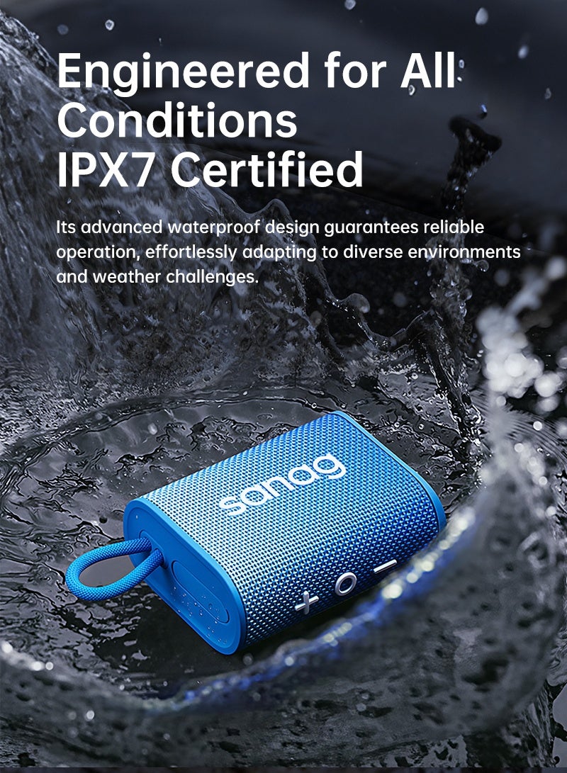 sanag M13S Pro Portable Bluetooth Speaker, Immersive HiFi Sound, Dynamic RGB Light, Up to 20 H Playtime, Bluetooth & TF Card, One-Touch Control, IPX7 Waterproof, Lightweight, Ideal for Indoors and Outdoors, Blue - Image 5