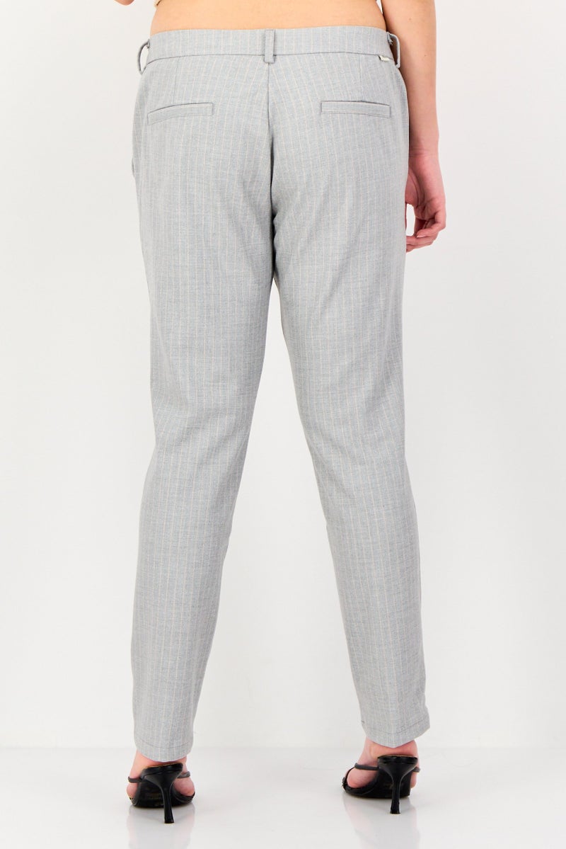 Reiko Women Regular Fit Stripe Dress Pants, Grey - Image 3