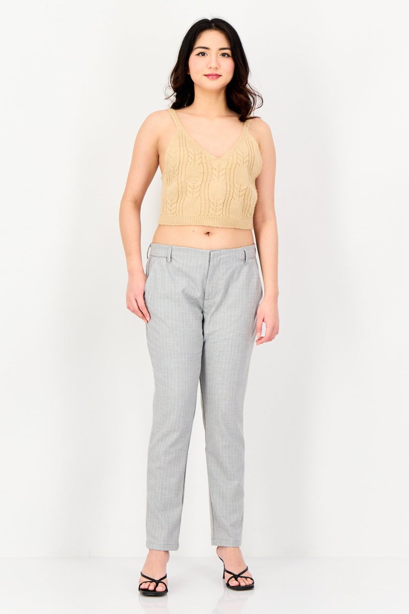 Reiko Women Regular Fit Stripe Dress Pants, Grey - Image 4