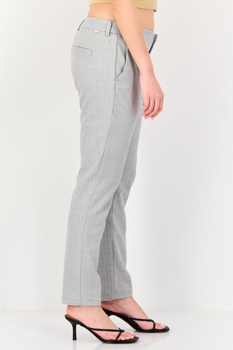 Reiko Women Regular Fit Stripe Dress Pants, Grey - Image 2