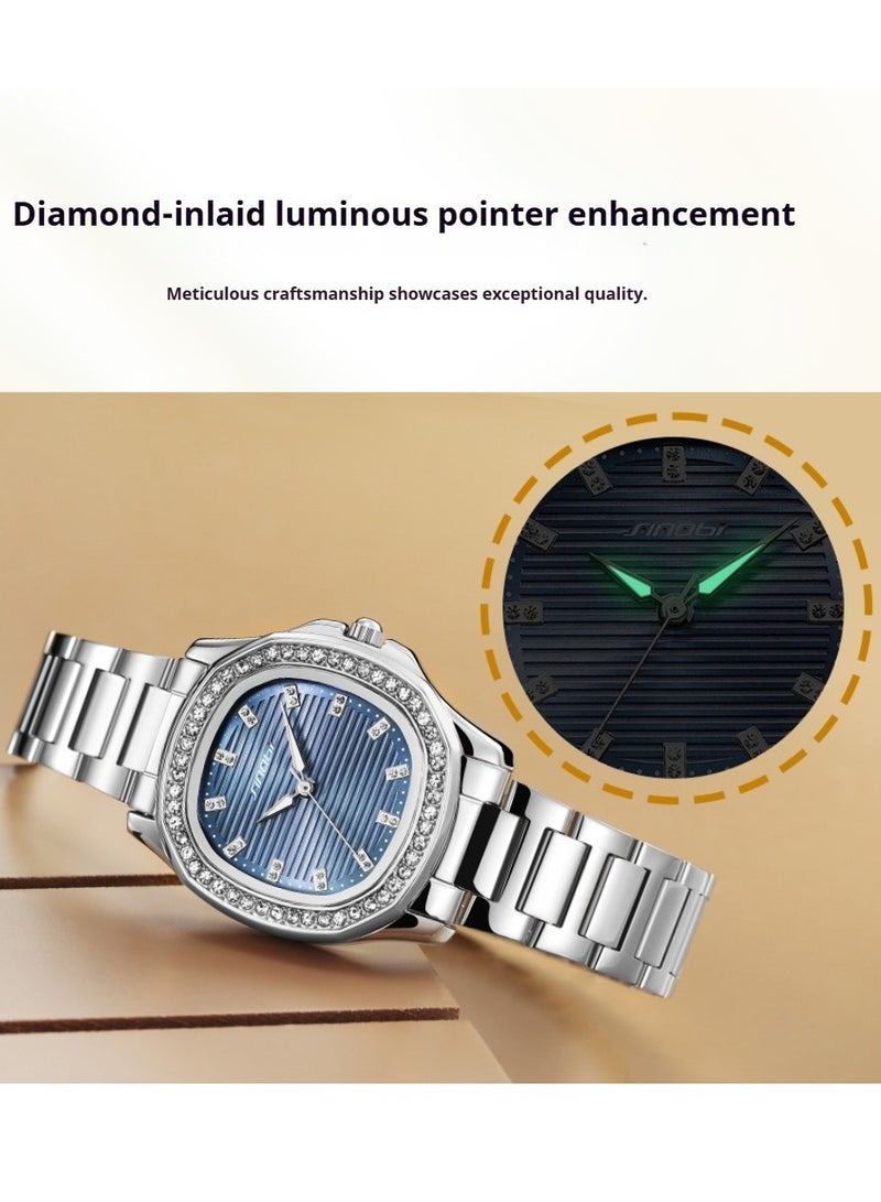 Sinobi Nautilus Luminous Stainless Steel Strap Quartz Women's Watch, Dial Diameter 30.5 mm - Image 3