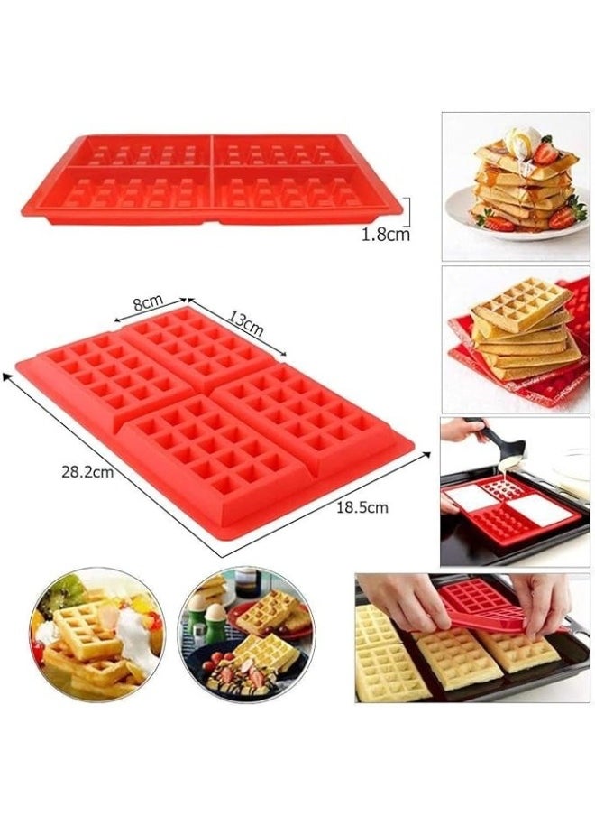 FALMER - Multipurpose Silicone Waffle Mold 4 Cavity Cake Pan for Waffle, Chocolate, Candy Crafts - Image 1