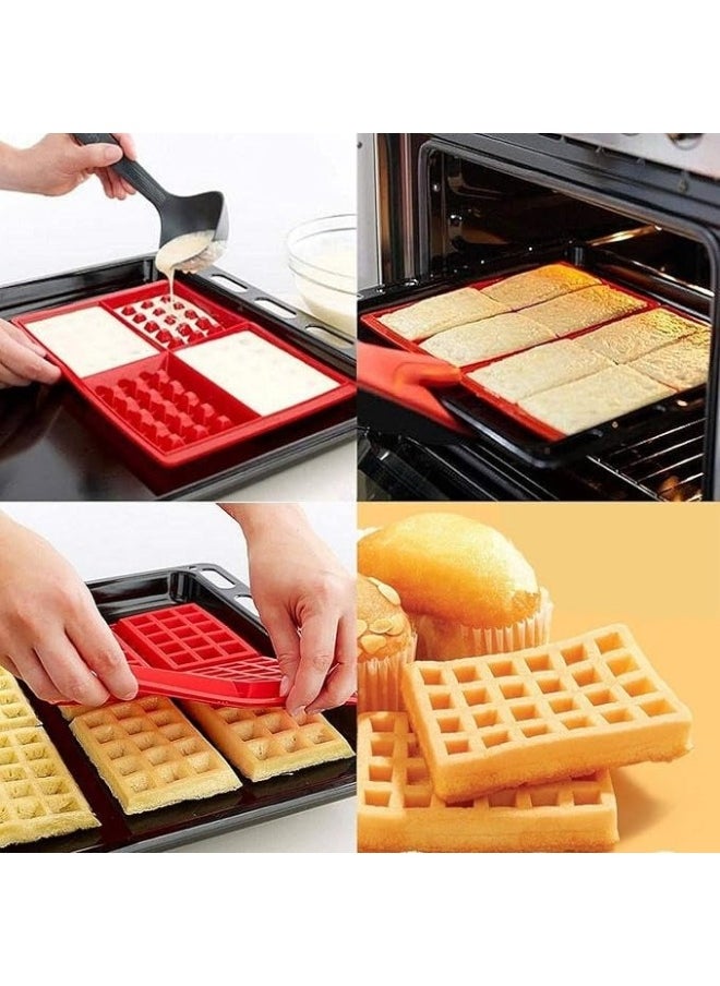 FALMER - Multipurpose Silicone Waffle Mold 4 Cavity Cake Pan for Waffle, Chocolate, Candy Crafts - Image 1