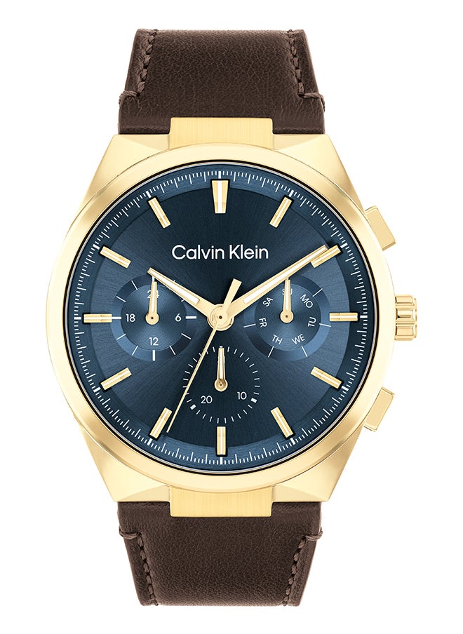 CALVIN KLEIN Men's Analog Round Shape Leather Wrist Watch 25200445 - 44 Mm 