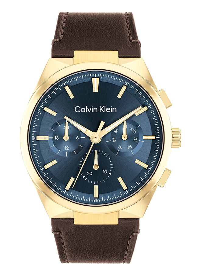 CALVIN KLEIN Men's Analog Round Shape Leather Wrist Watch 25200445 - 44 ...