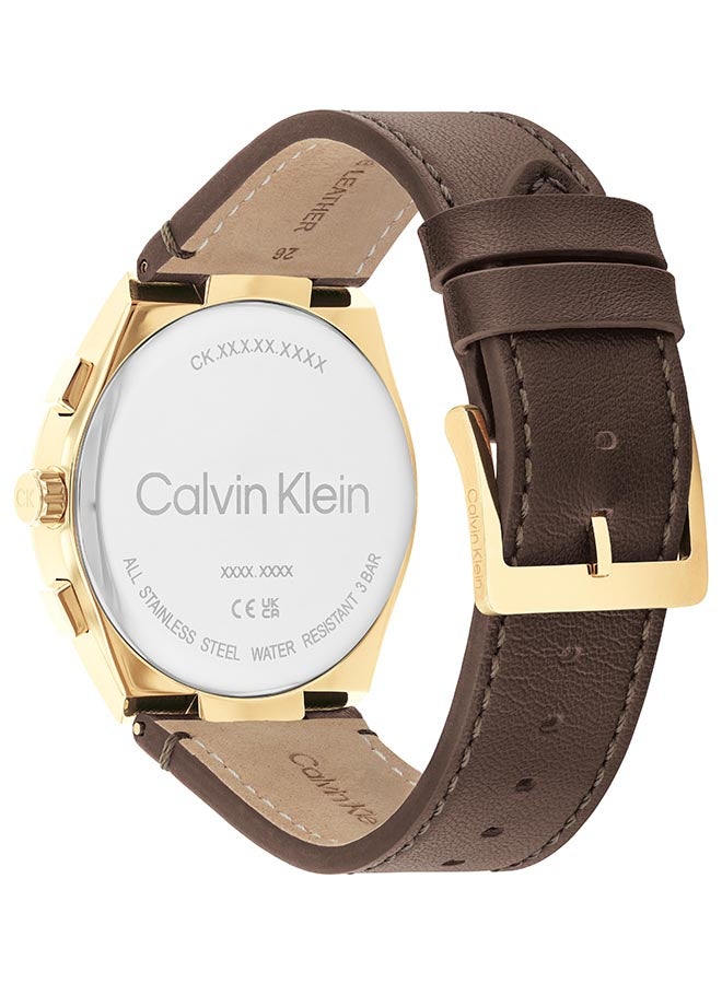 CALVIN KLEIN ساعة يد جلدية دائرية الشكل للرجال 25200445 - 44 مم - Image 3