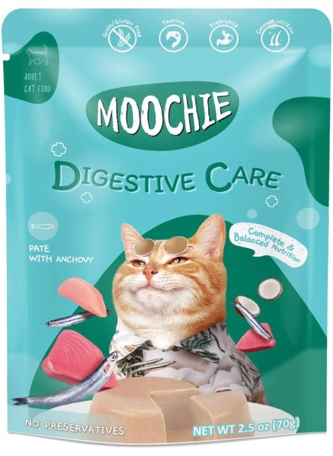 MOOCHIE Cat Food Pate With Anchovy - Digestive Care Pouch 70G (12 Pouch)  - Image 1