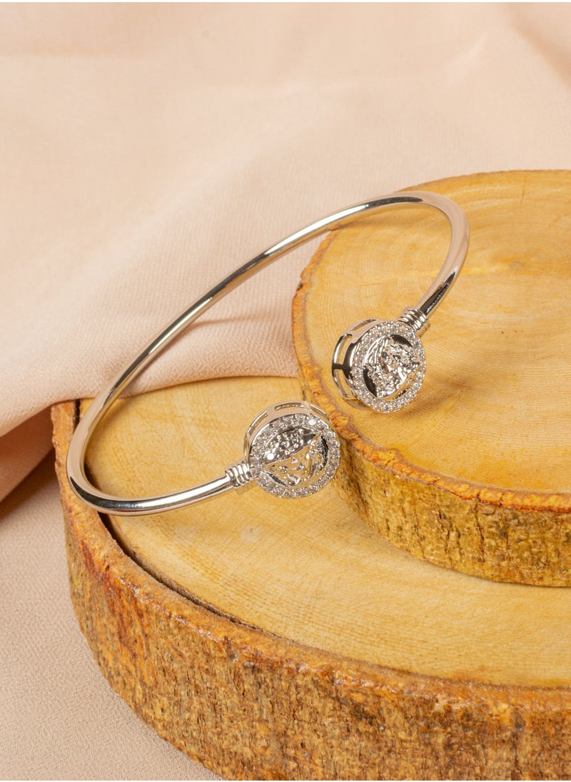 The Black Pearl Accessories - Triple Chinese Gold Free Size Zirconic Medousa Bracelet (Gold, Silver & Rose Gold) - Image 1