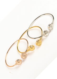 Triple Chinese Gold Free Size Zirconic Medousa Bracelet (Gold, Silver & Rose Gold)