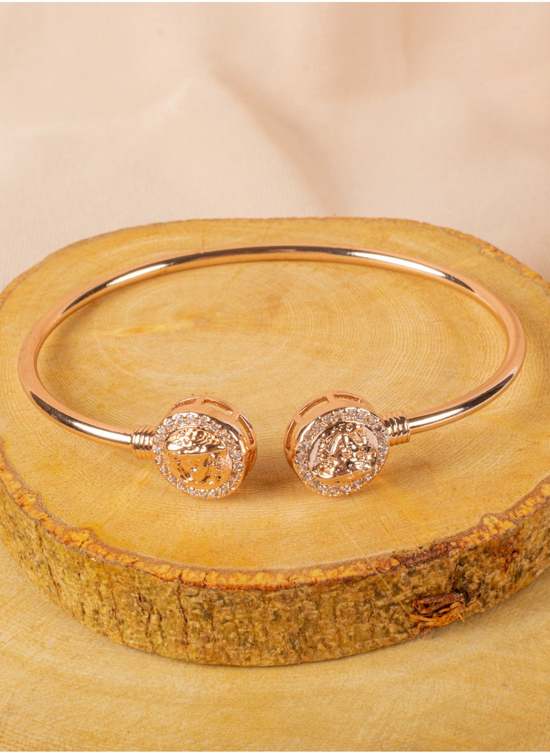 The Black Pearl Accessories - Triple Chinese Gold Free Size Zirconic Medousa Bracelet (Gold, Silver & Rose Gold) - Image 1
